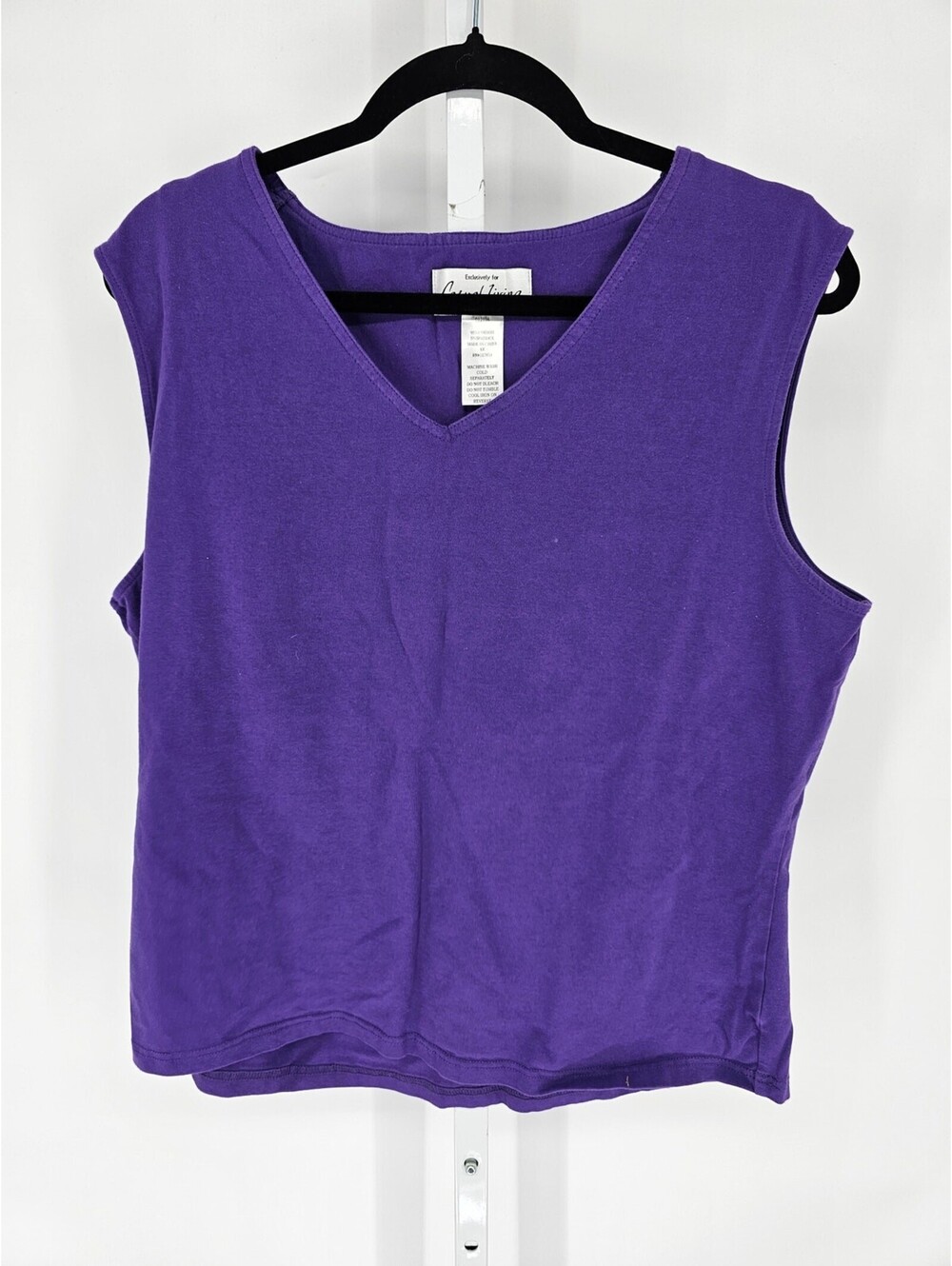 Casual Living womens Sz 1X V Neck Tank Top Purple Cotton Blend